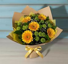 Букет цветов из:  Герберы и Хризантемы в Комсомольске-на-Амуре