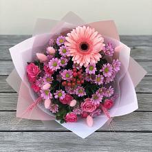Букет цветов из:  Розы, Герберы и Хризантемы #REPLACE_PRED# Комсомольске-на-Амуре