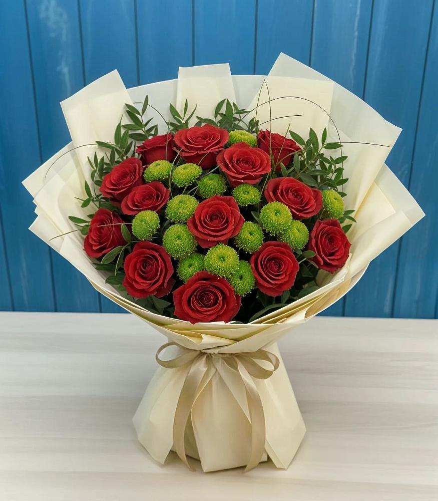 Букет цветов из: Розы и Хризантемы в Комсомольске-на-Амуре